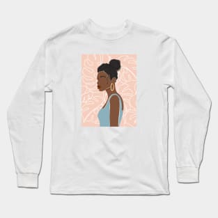 Boho collage with abstract African woman portrait. Mid Century graphic portrait. Long Sleeve T-Shirt